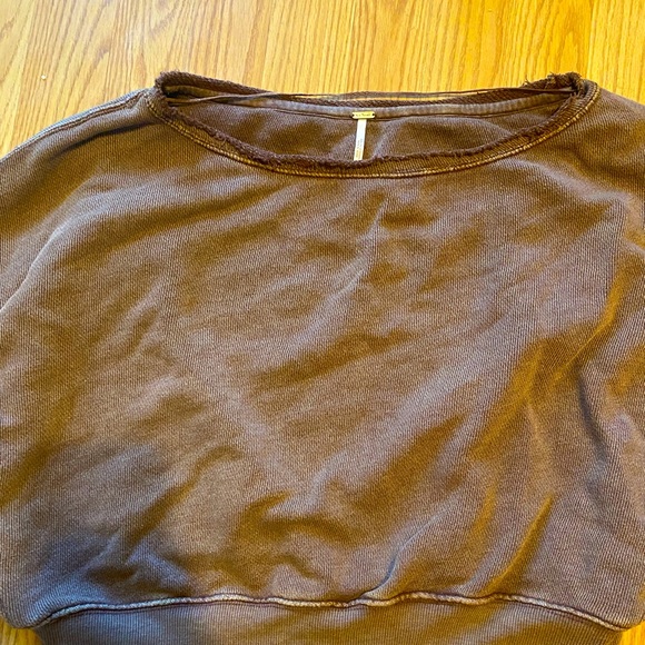 Free People brown crop sweater sz S - Picture 3 of 4
